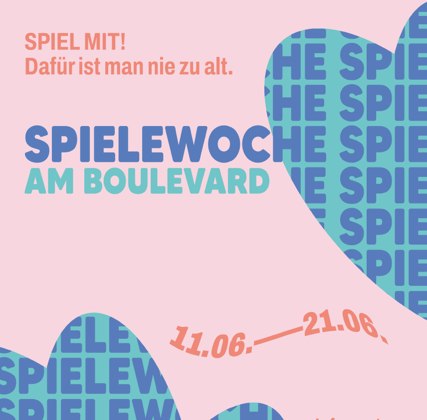Plakat Spielewoche auf dem Boulevard Kastanienallee